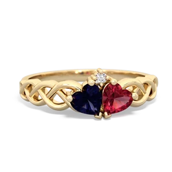 Sapphire Heart To Heart Braid 14K Yellow Gold ring R5870