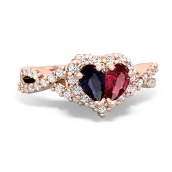 Sapphire Diamond Twist 'One Heart' 14K Rose Gold ring R2640HRT