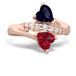 Sapphire Heart To Heart 14K Rose Gold ring R2064