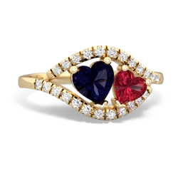 Sapphire Mother And Child 14K Yellow Gold ring R3010