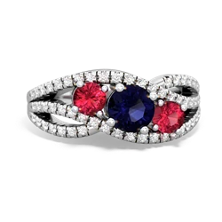 Sapphire Three Stone Aurora 14K White Gold ring R3080