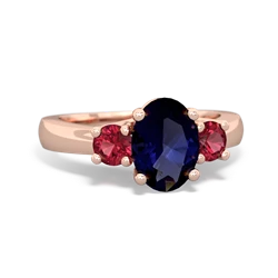 Sapphire Three Stone Oval Trellis 14K Rose Gold ring R4024