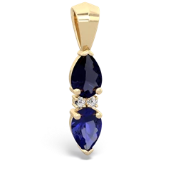 Sapphire Bowtie Drop 14K Yellow Gold pendant P0865