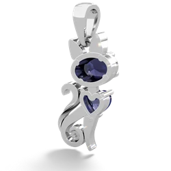 Sapphire Kitten 14K White Gold pendant P5780