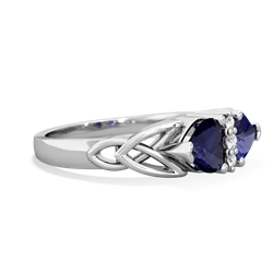 Sapphire Celtic Knot Double Heart 14K White Gold ring R5040