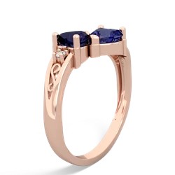 Sapphire Snuggling Hearts 14K Rose Gold ring R2178