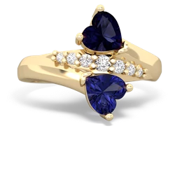 Sapphire Heart To Heart 14K Yellow Gold ring R2064