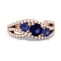 Sapphire Three Stone Aurora 14K Rose Gold ring R3080