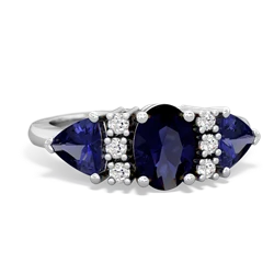 Sapphire Antique Style Three Stone 14K White Gold ring R2186