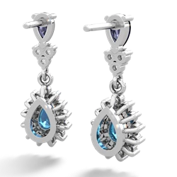 Sapphire Halo Pear Dangle 14K White Gold earrings E1882