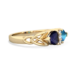 Sapphire Celtic Knot Double Heart 14K Yellow Gold ring R5040