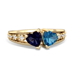 Sapphire Heart To Heart 14K Yellow Gold ring R3342