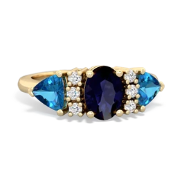 Sapphire Antique Style Three Stone 14K Yellow Gold ring R2186