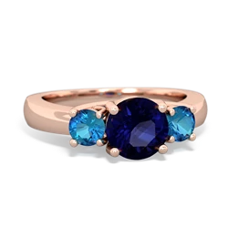 Sapphire Three Stone Round Trellis 14K Rose Gold ring R4018