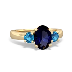 Sapphire Three Stone Oval Trellis 14K Yellow Gold ring R4024