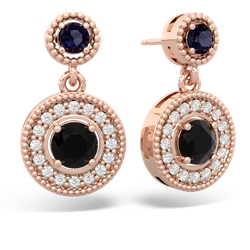 Sapphire Halo Dangle 14K Rose Gold earrings E5319