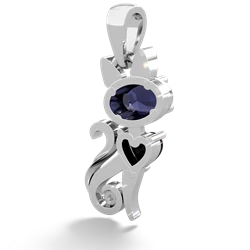 Sapphire Kitten 14K White Gold pendant P5780