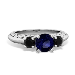 Sapphire Art Deco Eternal Embrace Engagement 14K White Gold ring C2003