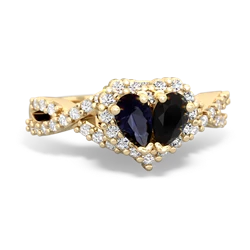 Sapphire Diamond Twist 'One Heart' 14K Yellow Gold ring R2640HRT