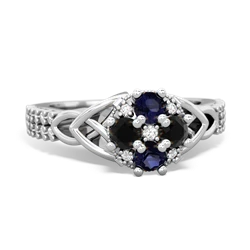 Sapphire Celtic Knot Cluster Engagement 14K White Gold ring R26443RD