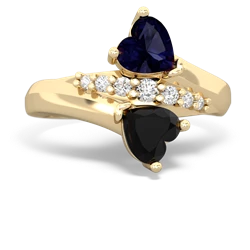 Sapphire Heart To Heart 14K Yellow Gold ring R2064