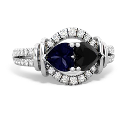 Sapphire Art-Deco Keepsake 14K White Gold ring R5630