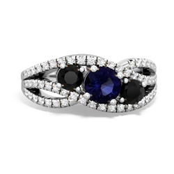 Sapphire Three Stone Aurora 14K White Gold ring R3080