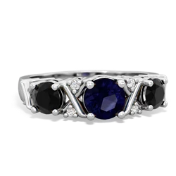 Sapphire Hugs And Kisses 14K White Gold ring R5016