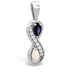 Sapphire Diamond Infinity 14K White Gold pendant P5390