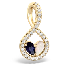 Sapphire Pave Twist 'One Heart' 14K Yellow Gold pendant P5360