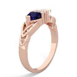 Sapphire Celtic Knot Double Heart 14K Rose Gold ring R5040