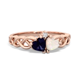 Sapphire Heart To Heart Braid 14K Rose Gold ring R5870