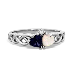 Sapphire Heart To Heart Braid 14K White Gold ring R5870