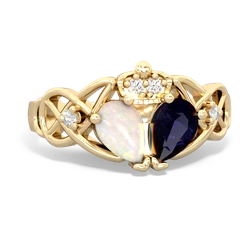 Sapphire 'One Heart' Celtic Knot Claddagh 14K Yellow Gold ring R5322