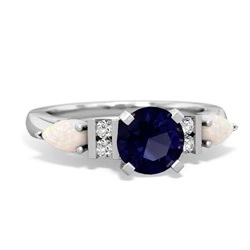 Sapphire 6Mm Round Eternal Embrace Engagement 14K White Gold ring R2005