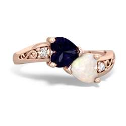 Sapphire Snuggling Hearts 14K Rose Gold ring R2178