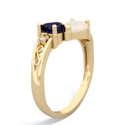 Sapphire Snuggling Hearts 14K Yellow Gold ring R2178