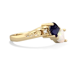 Sapphire Snuggling Hearts 14K Yellow Gold ring R2178