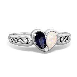 Sapphire Filligree 'One Heart' 14K White Gold ring R5070