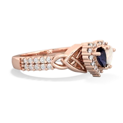 Sapphire Celtic Knot Two Hearts As One 14K Rose Gold ring R2644HRT