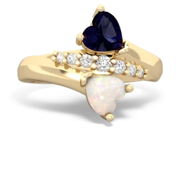 Sapphire Heart To Heart 14K Yellow Gold ring R2064