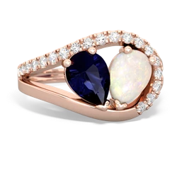 Sapphire Nestled Heart Keepsake 14K Rose Gold ring R5650