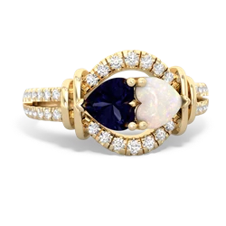 Sapphire Art-Deco Keepsake 14K Yellow Gold ring R5630