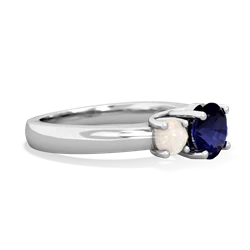 Sapphire Three Stone Round Trellis 14K White Gold ring R4018