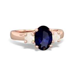 Sapphire Three Stone Oval Trellis 14K Rose Gold ring R4024