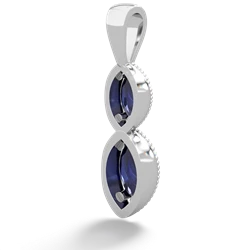 Sapphire Antique-Style Halo 14K White Gold pendant P5700