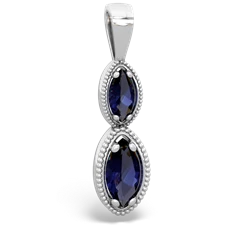 Sapphire Antique-Style Halo 14K White Gold pendant P5700