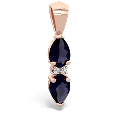 Sapphire Bowtie Drop 14K Rose Gold pendant P0865