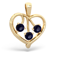 Sapphire Glowing Heart 14K Yellow Gold pendant P2233