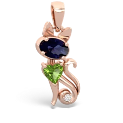 Sapphire Kitten 14K Rose Gold pendant P5780